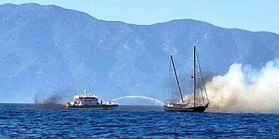 Bodrum'da Polonyalı Turistlerin Teknesi Yandı